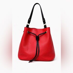 Urban Expressions Red Drawstring Bucket Bag – Vegan Leather